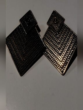 Geometric Chevron Drop Earrings - Gold Tone